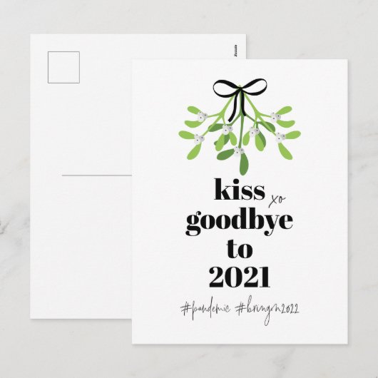 Mistletoe Kiss Goodbye to 2021 Do-Over Funny Humor Feestdagenkaart (Voorkant / Achterkant)