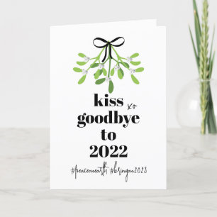 Mistletoe Kiss Goodbye to 2022 Do-Over Funny Humor Feestdagen Kaart