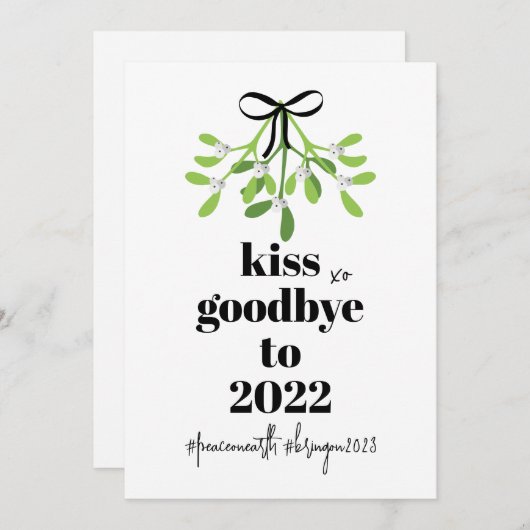 Mistletoe Kiss Goodbye to 2022 Do-Over Funny Humor Feestdagenkaart (Voorkant / Achterkant)