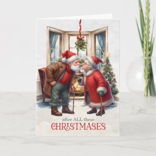 Mistletoe Kiss Jaren van Kerstmis Feestdagen Kaart (Voorkant)