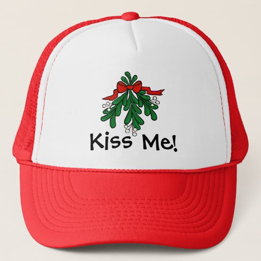 Mistletoe "Kiss me" kerstPet Trucker Pet (Voorkant)
