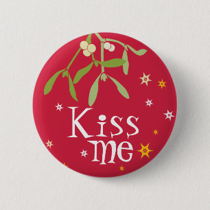 Mistletoe Kiss me-knop/badge Ronde Button 5,7 Cm