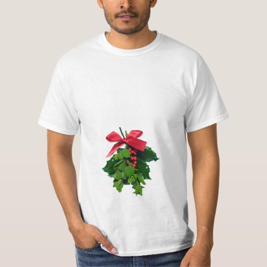 Mistletoe Kiss onder het kerst T-shirt met gordel (Voorkant)