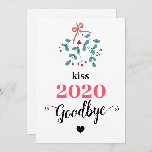 Mistletoe Kiss Vaarwel tot 2020 Do-over Funny Red Feestdagenkaart (Voorkant / Achterkant)