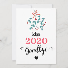 Mistletoe Kiss Vaarwel tot 2020 Do-over Funny Red Feestdagenkaart