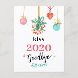 Mistletoe Kiss Vaarwel tot 2020 Do-over Funny Red Feestdagenkaart