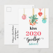 Mistletoe Kiss Vaarwel tot 2020 Do-over Funny Red Feestdagenkaart (Voorkant / Achterkant)
