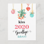 Mistletoe Kiss Vaarwel tot 2020 Do-over Funny Red Feestdagenkaart (Voorkant)