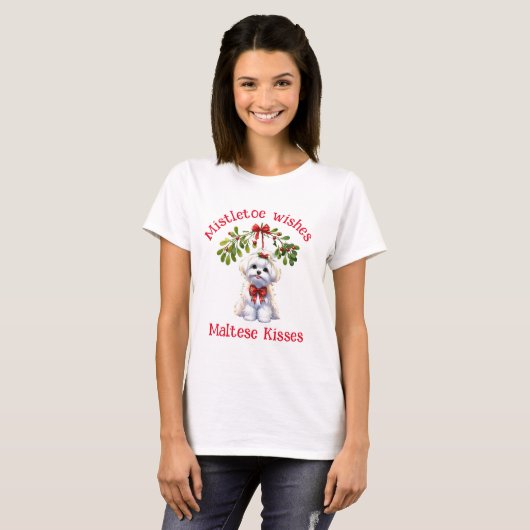 Mistletoe Kisses en Maltezer Kisses T-shirt (Voorkant volledig)