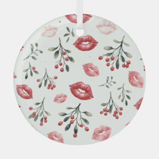 Mistletoe Kisses Glas Ornament (Voorkant)
