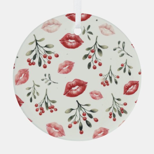 Mistletoe Kisses Glas Ornament (Achterkant)