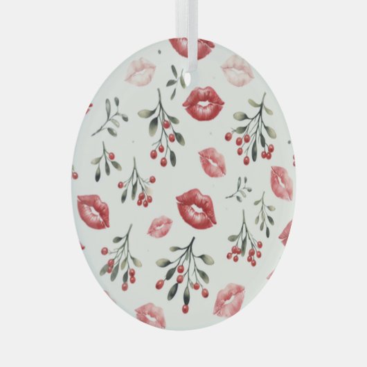 Mistletoe Kisses Glas Ornament (Voorkant Rechts)