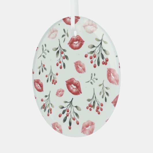 Mistletoe Kisses Glas Ornament (Voorkant links)