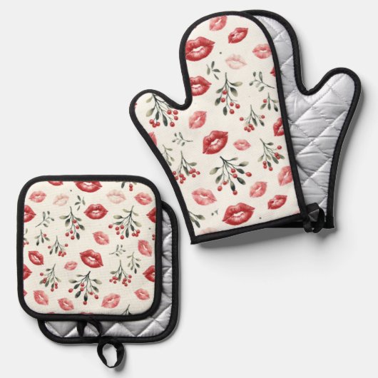 Mistletoe Kisses Ovenwant & Pannenlap Set (Voorkant / Achterkant)