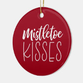 Mistletoe Kisses Red Kerstmis Keramisch Ornament (Links)