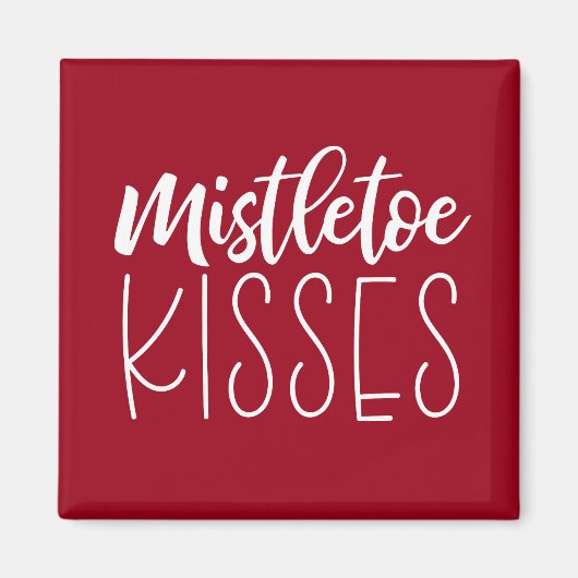 Mistletoe Kisses Typografie Rood kerstfeest Magneet (Voorkant)