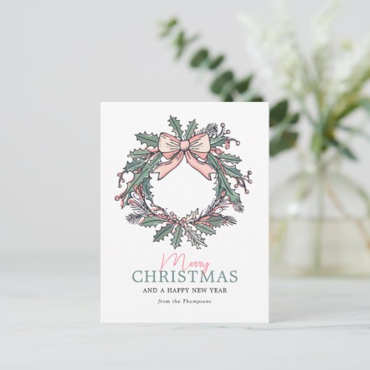 Mistletoe Krans Kerstmis Feestdagenkaart (Staand voorkant)