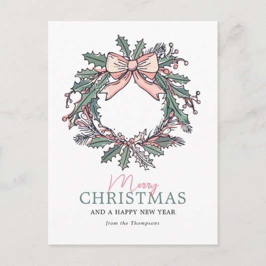 Mistletoe Krans Kerstmis Feestdagenkaart (Voorkant)