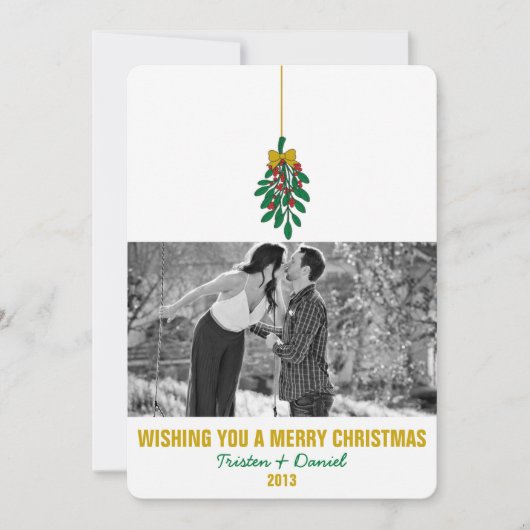 MISTLETOE KUS FLAT Vakantie Fotokaart Uitnodiging (Voorkant)