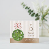 MISTLETOE KUSSING BALL TROUWTAFEL NUMMER KAART (Staand voorkant)