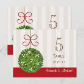 MISTLETOE KUSSING BALL TROUWTAFEL NUMMER KAART (Voorkant / Achterkant)