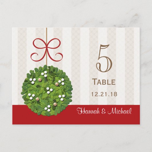MISTLETOE KUSSING BALL TROUWTAFEL NUMMER KAART (Voorkant)