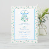 Mistletoe Kust Blauw Baby shower voor Jongen Kaart (Staand voorkant)