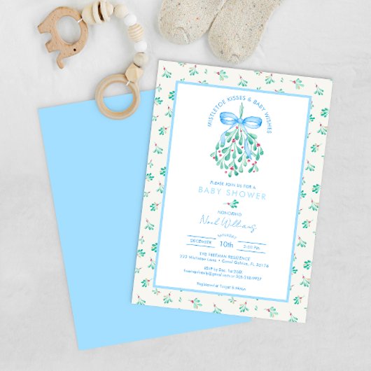 Mistletoe Kust Blauw Baby shower voor Jongen Kaart
