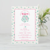 Mistletoe Kust Roze Baby shower voor Meisje Kaart (Staand voorkant)