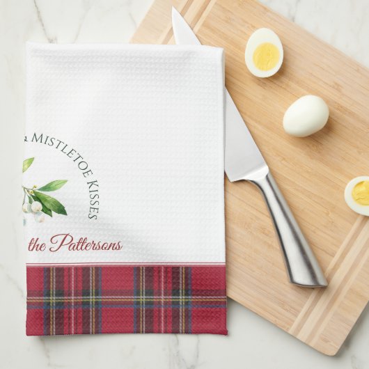 Mistletoe Leaves Gepersonaliseerd achternaam Chris Theedoek (Quarter Fold)