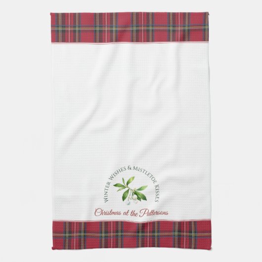 Mistletoe Leaves Gepersonaliseerd achternaam Chris Theedoek (Verticaal)