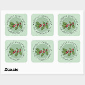 Mistletoe Light Green Merriest Kerstfeestdag Vierkante Sticker (Vel)