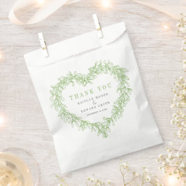 Mistletoe lijn art groen grijs bruiloft dank u bedankzakje