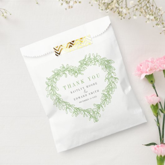 Mistletoe lijn art groen grijs bruiloft dank u bedankzakje (Gezegeld)