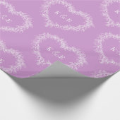 Mistletoe lijntekenmonogram paars wit cadeaupapier (Hoek)