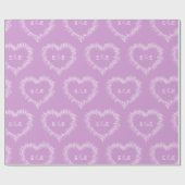 Mistletoe lijntekenmonogram paars wit cadeaupapier (Vlak)