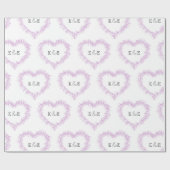 Mistletoe lijntekenmonogram paars wit cadeaupapier (Vlak)