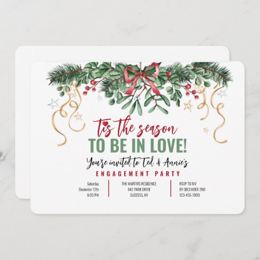 Mistletoe Lijst Holiday Uitnodiging (Voorkant / Achterkant)