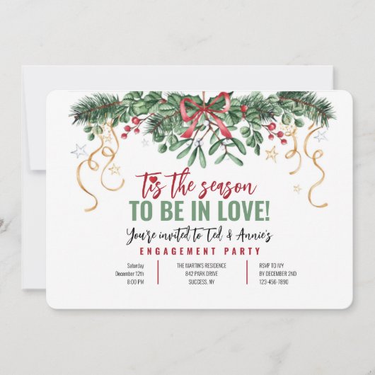Mistletoe Lijst Holiday Uitnodiging (Voorkant)