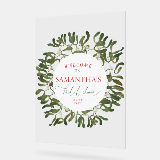 Mistletoe Lijst Script Vrijgezellenfeest Welkom Acryl Bord (Hoek)