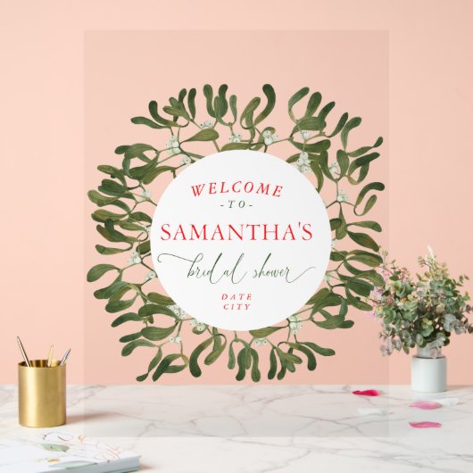 Mistletoe Lijst Script Vrijgezellenfeest Welkom Acryl Bord (Huwelijk)