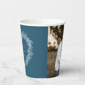 Mistletoe line art blue bruiloft aangepaste foto papieren bekers (Links)