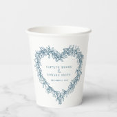 Mistletoe line art blue winter bruiloft douane papieren bekers (Achterkant)