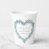 Mistletoe line art blue winter bruiloft douane papieren bekers (Voorkant)