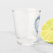 Mistletoe line art blue winter bruiloft douane shot glas (Links)