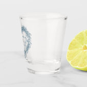 Mistletoe line art blue winter bruiloft douane shot glas (Rechts)