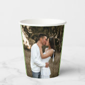 Mistletoe line art green bruiloft aangepaste foto papieren bekers (Achterkant)