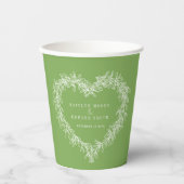 Mistletoe line art green bruiloft aangepaste foto papieren bekers (Voorkant)