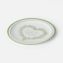 Mistletoe line art green white winter bruiloft papieren bordje