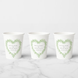 Mistletoe line art green winter bruiloft custom papieren bekers